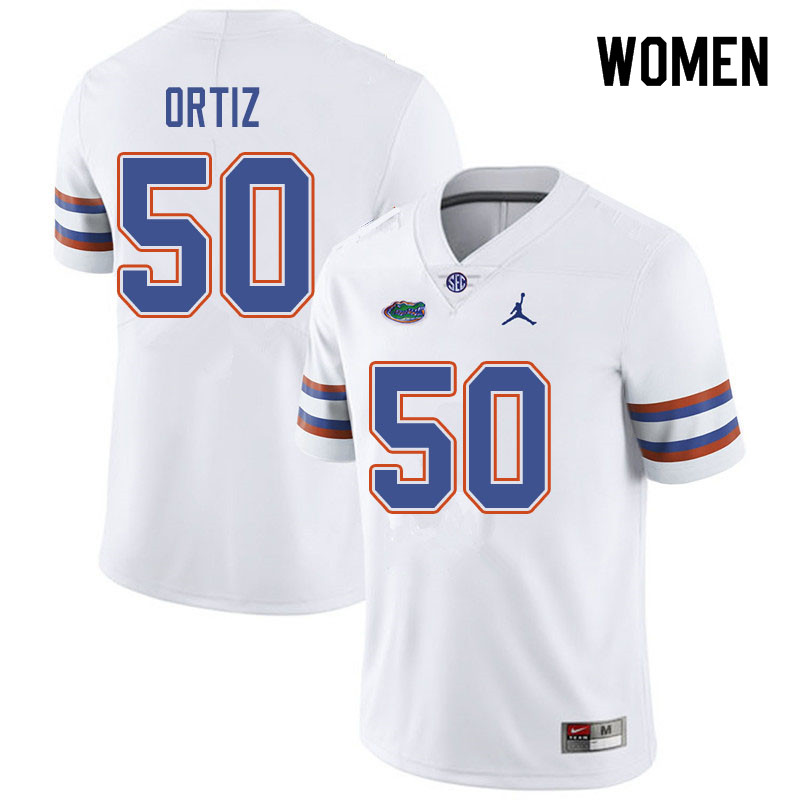 Jordan Brand Women #50 Marco Ortiz Florida Gators College Football Jerseys Sale-White - Click Image to Close